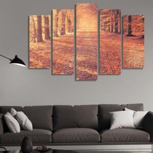 The Tree Before The Sun - Nature 5 Panel Canvas Art Wall Decor