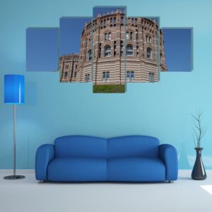 The Vienna Gasometer On Sunny Day In Vienna - Nature 5 Panel Canvas Art Wall Decor