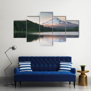 The Volcano Mountain Mt Hood - Nature 5 Panel Canvas Art Wall Decor