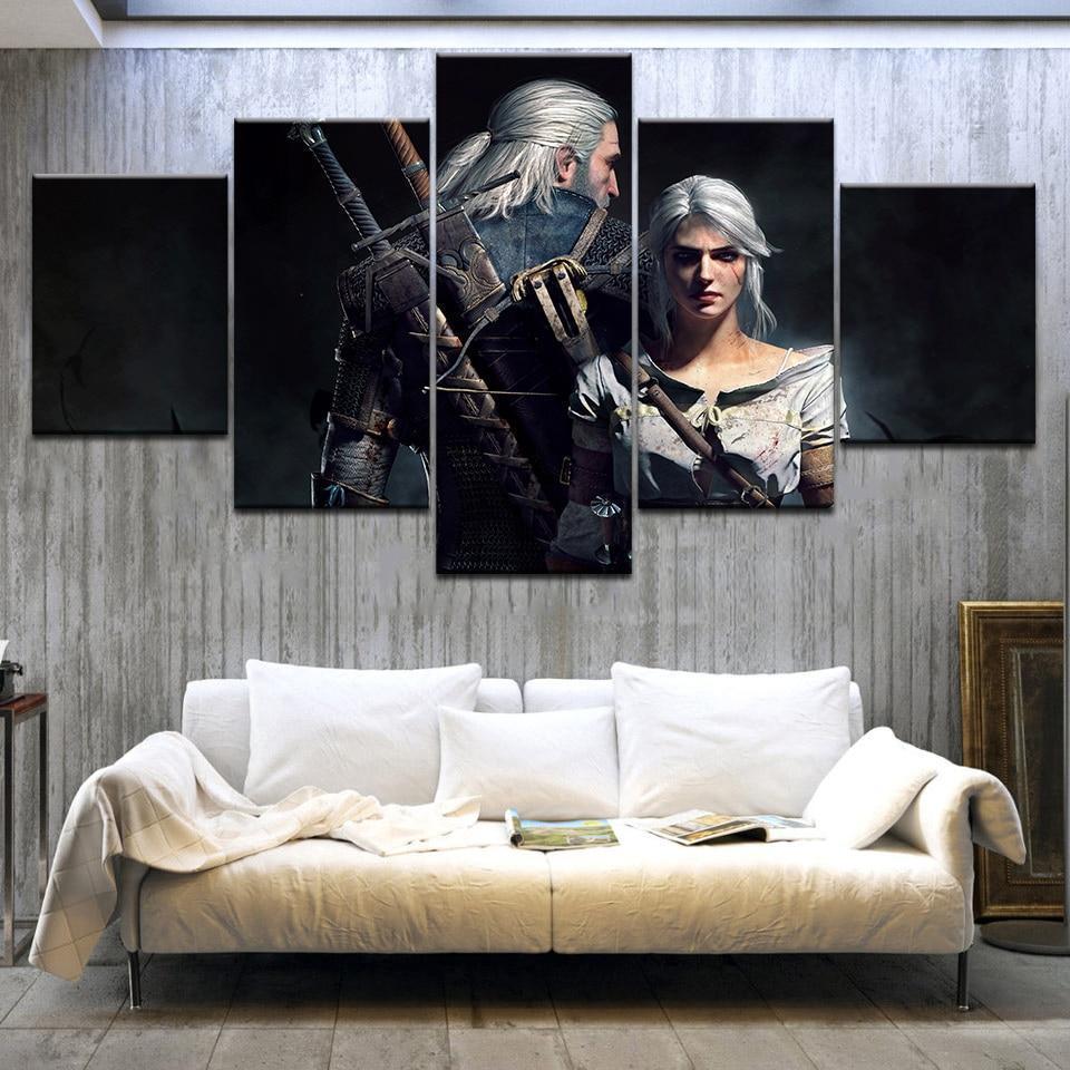 The Witcher 3 Geralt And Ciri Poster Gaming - 5 Panel Canvas Art Wall Decor The Witcher 3 Geralt And Ciri Poster Gaming - 5 Panel Canvas Art Wall Decor
