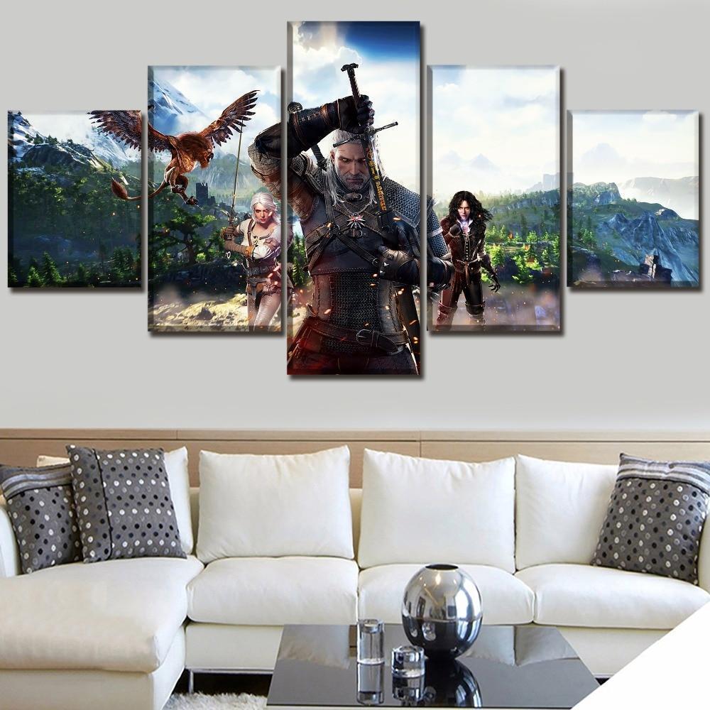 The Witcher 3 Poster 2 Gaming - 5 Panel Canvas Art Wall Decor The Witcher 3 Poster 2 Gaming - 5 Panel Canvas Art Wall Decor