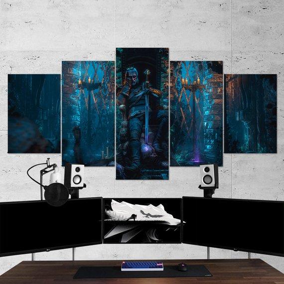 The Witcher Geralt Of Rivia 01 - Gaming 5 Panel Canvas Art Wall Decor The Witcher Geralt Of Rivia 01 - Gaming 5 Panel Canvas Art Wall Decor