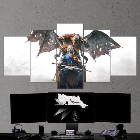 The Witcher Geralt Of Rivia 11 - Gaming 5 Panel Canvas Art Wall Decor The Witcher Geralt Of Rivia 11 - Gaming 5 Panel Canvas Art Wall Decor