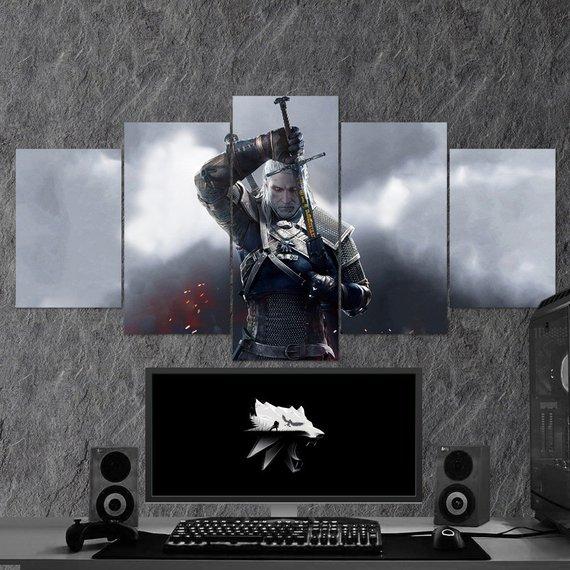 The Witcher Wild Hunt Geralt Of Rivia 08 - Gaming 5 Panel Canvas Art Wall Decor The Witcher Wild Hunt Geralt Of Rivia 08 - Gaming 5 Panel Canvas Art Wall Decor