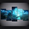 The Wolf and the planet - Animal 5 Panel Canvas Art Wall Decor