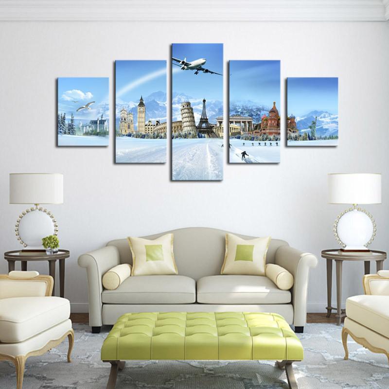 The World Famous Buildings - Nature 5 Panel Canvas Art Wall Decor The World Famous Buildings - Nature 5 Panel Canvas Art Wall Decor