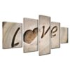 The inscription LOVE is cut out on the tree - Abstract 5 Panel Canvas Art Wall Decor
