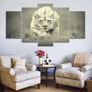 The white tiger - Animal 5 Panel Canvas Art Wall Decor