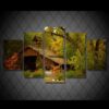 The wooden house in the woods - Nature 5 Panel Canvas Art Wall Decor