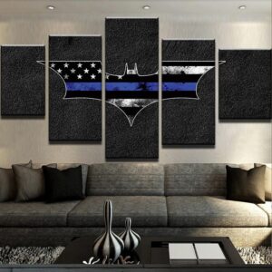 Thin Blue Line Batman - Abstract 5 Panel Canvas Art Wall Decor