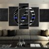 Thin Blue Line Flash - Abstract 5 Panel Canvas Art Wall Decor