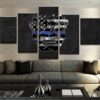Thin Blue Line Hulk 1 - Abstract 5 Panel Canvas Art Wall Decor