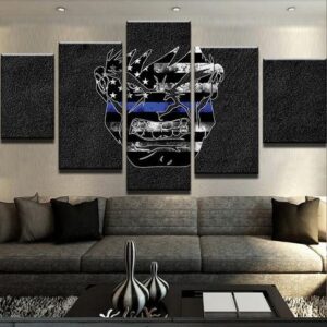 Thin Blue Line Hulk 1 - Abstract 5 Panel Canvas Art Wall Decor
