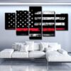 Thin Red Line 1 - Abstract 5 Panel Canvas Art Wall Decor