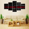 Thin Red Line Flag - Abstract 5 Panel Canvas Art Wall Decor