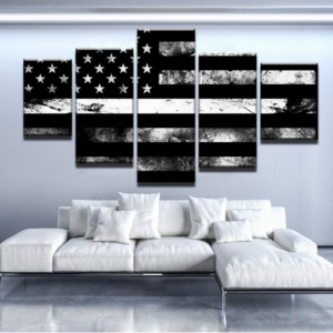 Thin Silver Line - Abstarct 5 Panel Canvas Art Wall Decor
