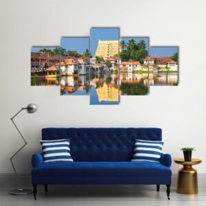 Thiruvananthapuram Temple In India - Nature 5 Panel Canvas Art Wall Decor