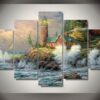Thomas Kinkade Forest Landscape Scenery - Nature 5 Panel Canvas Art Wall Decor