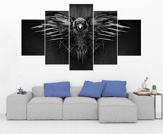 Three Eyed Raven Game Of Thrones 2 - Movie 5 Panel Canvas Art Wall Decor Three Eyed Raven Game Of Thrones 2 - Movie 5 Panel Canvas Art Wall Decor