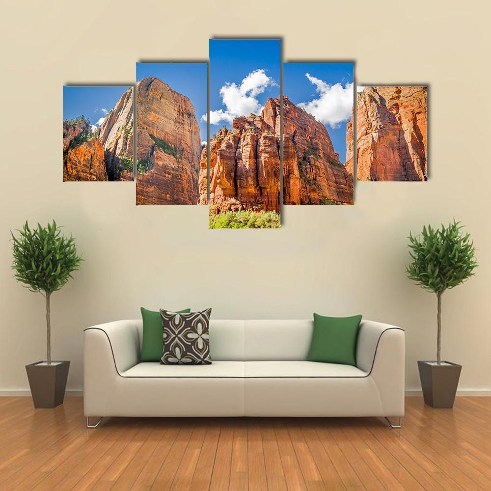 Three Patriarchs Zion National Park - Nature 5 Panel Canvas Art Wall Decor Three Patriarchs Zion National Park - Nature 5 Panel Canvas Art Wall Decor