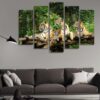 Three Tigers - Animal 5 Panel Canvas Art Wall Decor