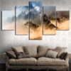 Three Wolves Mountain 1 - Animal 5 Panel Canvas Art Wall Decor