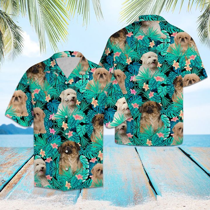 Tibetan Spaniel Tropical Hawaiian Shirt Summer Button Up Tibetan Spaniel Tropical Hawaiian Shirt Summer Button Up
