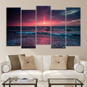 Tide sunset seascape - Space 5 Panel Canvas Art Wall Decor