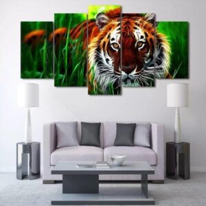 Tiger 1 - Animal 5 Panel Canvas Art Wall Decor