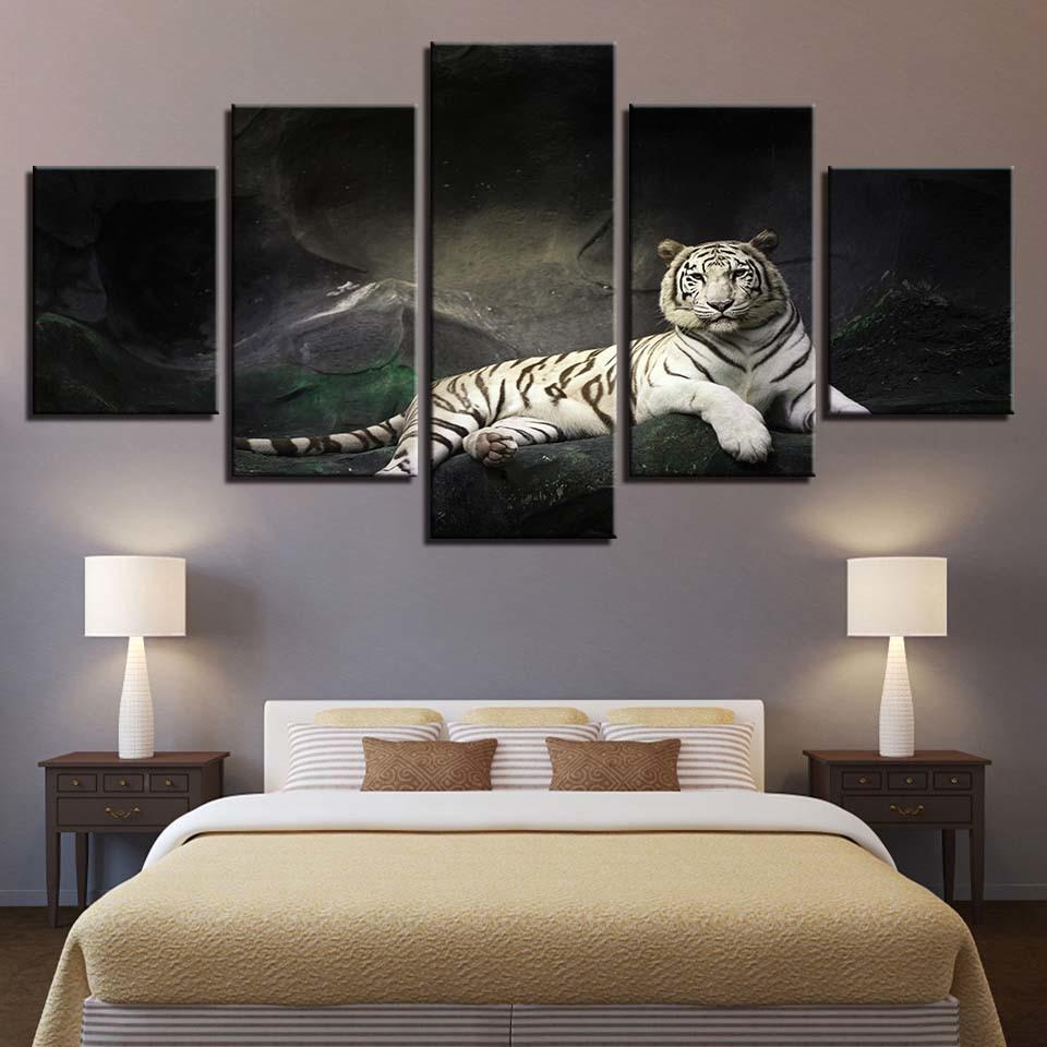 Tiger 11 - Animal 5 Panel Canvas Art Wall Decor Tiger 11 - Animal 5 Panel Canvas Art Wall Decor