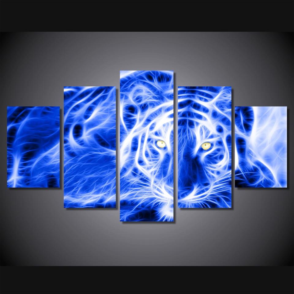 Tiger 2 - Abstract Animal 5 Panel Canvas Art Wall Decor Tiger 2 - Abstract Animal 5 Panel Canvas Art Wall Decor