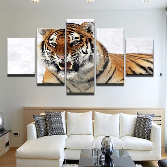 Tiger 3 - Animal 5 Panel Canvas Art Wall Decor Tiger 3 - Animal 5 Panel Canvas Art Wall Decor
