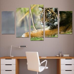 Tiger 7 - Animal 5 Panel Canvas Art Wall Decor