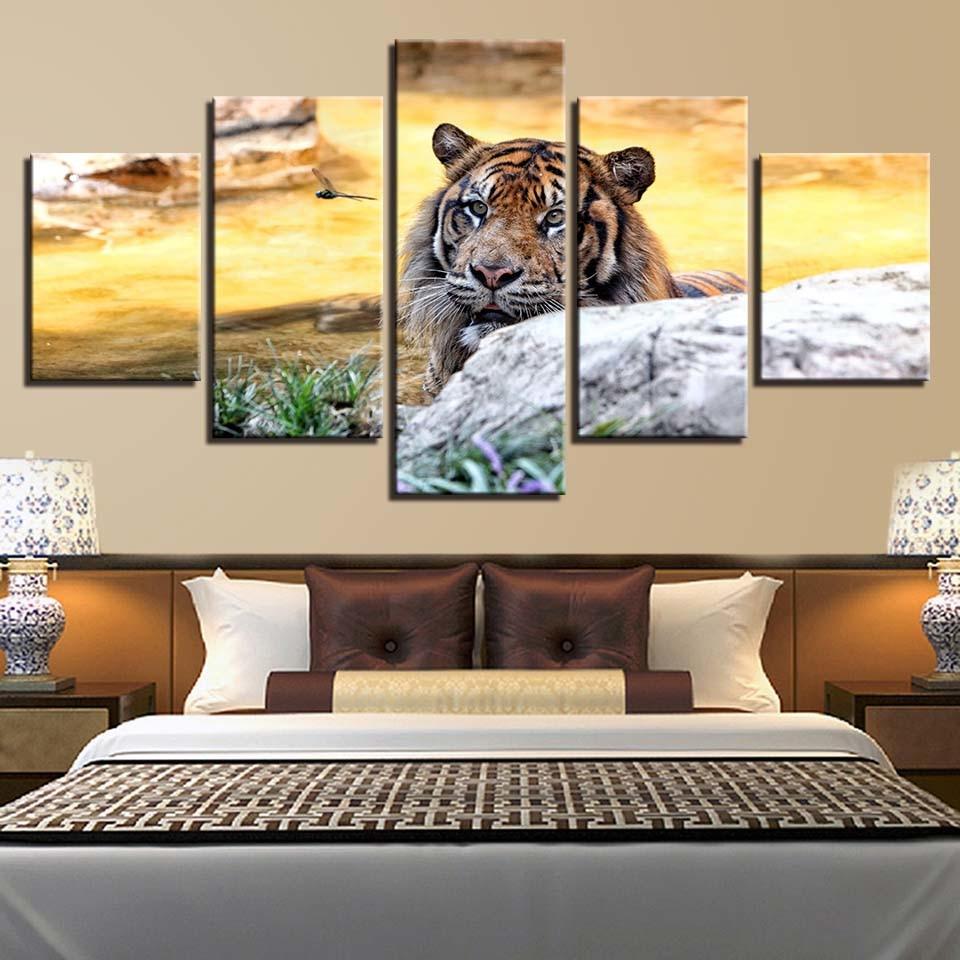 Tiger 8 - Animal 5 Panel Canvas Art Wall Decor Tiger 8 - Animal 5 Panel Canvas Art Wall Decor
