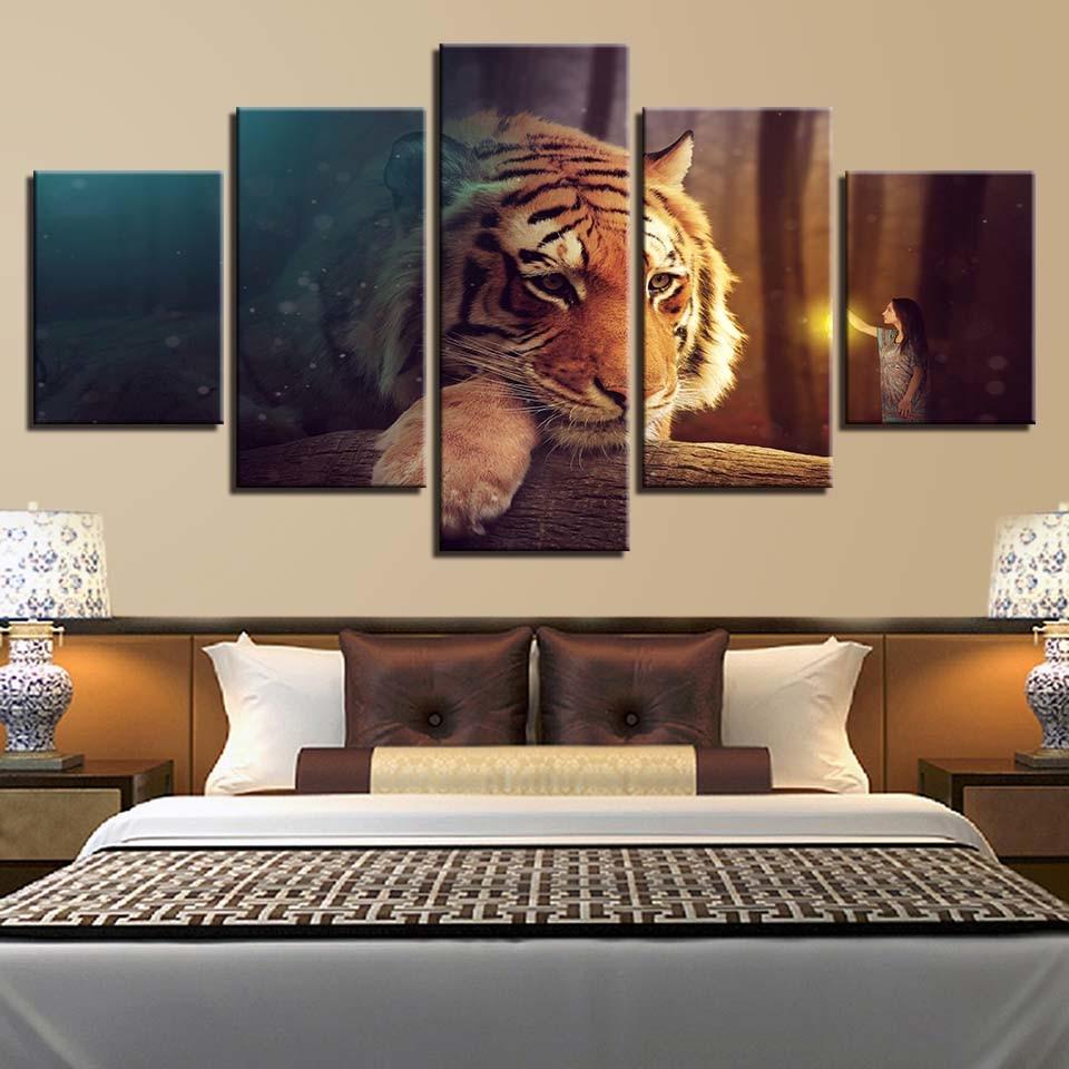 Tiger 9 - Animal 5 Panel Canvas Art Wall Decor Tiger 9 - Animal 5 Panel Canvas Art Wall Decor