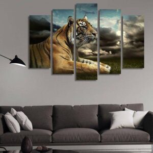 Tiger Ag - Animal 5 Panel Canvas Art Wall Decor