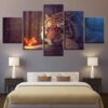 Tiger And Magic Butterfly - Animal 5 Panel Canvas Art Wall Decor