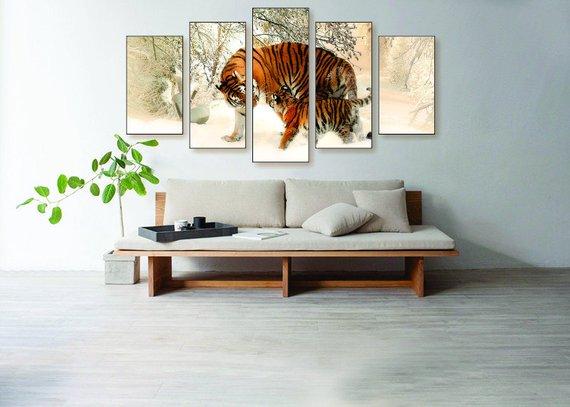 Tiger Cub 1 - Animal 5 Panel Canvas Art Wall Decor Tiger Cub 1 - Animal 5 Panel Canvas Art Wall Decor