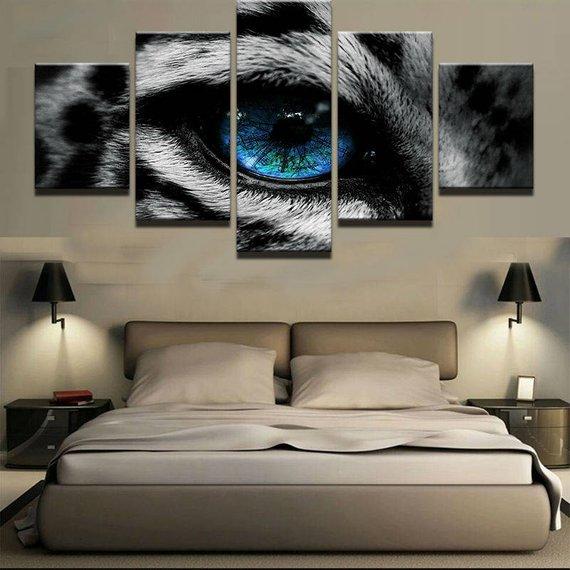 Tiger Eye 3 - Animal 5 Panel Canvas Art Wall Decor Tiger Eye 3 - Animal 5 Panel Canvas Art Wall Decor