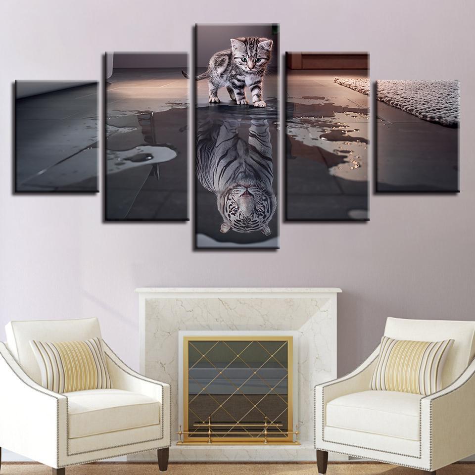 Tiger Kitten - Animal 5 Panel Canvas Art Wall Decor Tiger Kitten - Animal 5 Panel Canvas Art Wall Decor