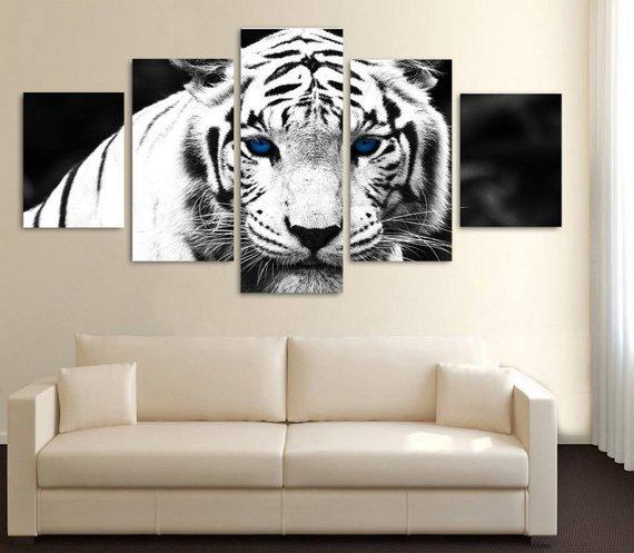 Tiger Large 2 - Animal 5 Panel Canvas Art Wall Decor Tiger Large 2 - Animal 5 Panel Canvas Art Wall Decor