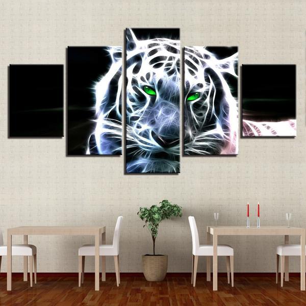 Tiger Leopard - Animal 5 Panel Canvas Art Wall Decor Tiger Leopard - Animal 5 Panel Canvas Art Wall Decor