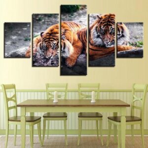 Tiger Pals - Animal 5 Panel Canvas Art Wall Decor