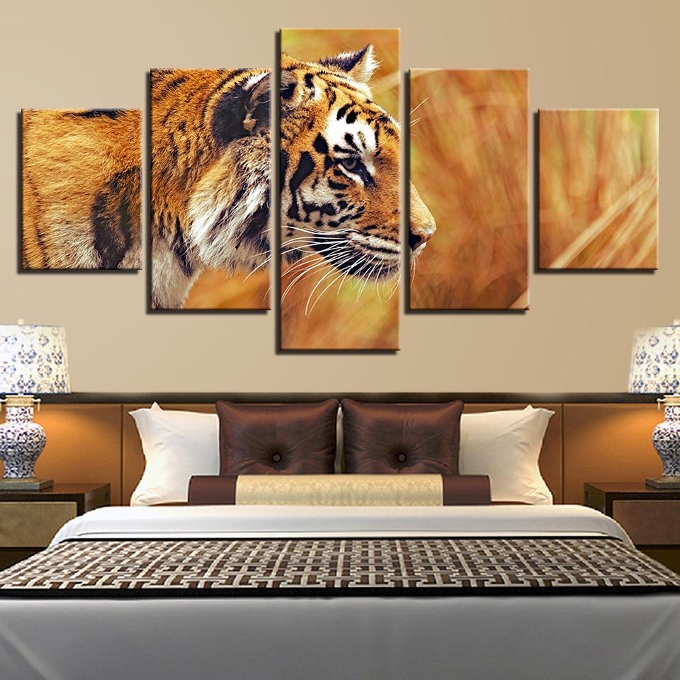 Tiger and meadow - Animal 5 Panel Canvas Art Wall Decor Tiger and meadow - Animal 5 Panel Canvas Art Wall Decor