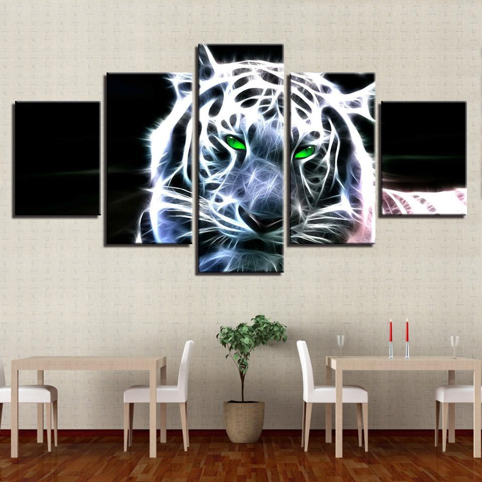 Tiger - Abstract Animal 5 Panel Canvas Art Wall Decor Tiger - Abstract Animal 5 Panel Canvas Art Wall Decor