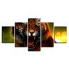 Tiger - Animal 5 Panel Canvas Art Wall Decor