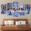 Timber Wolf In Snow Wolf Pack - Animal 5 Panel Canvas Art Wall Decor
