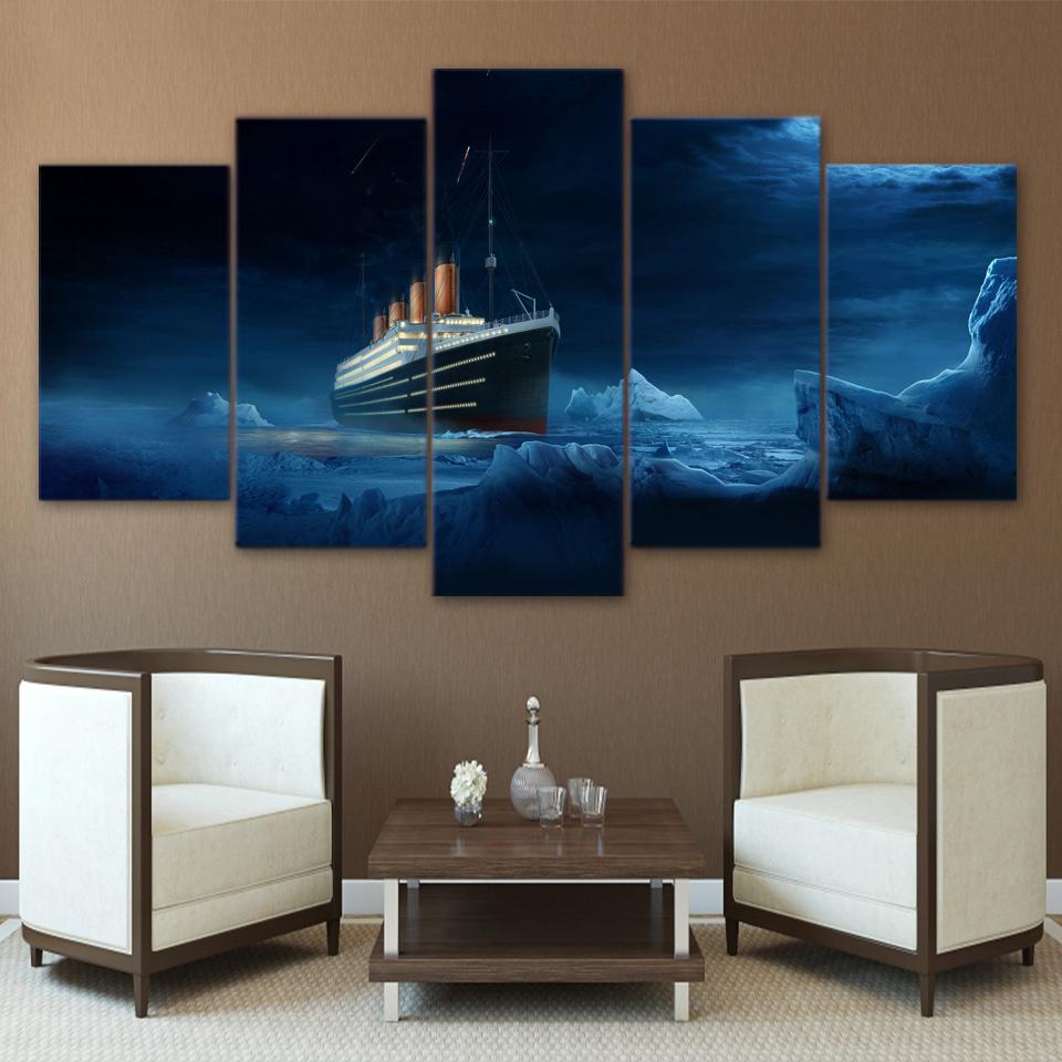 Titanic Vs Iceberg - Movie 5 Panel Canvas Art Wall Decor Titanic Vs Iceberg - Movie 5 Panel Canvas Art Wall Decor