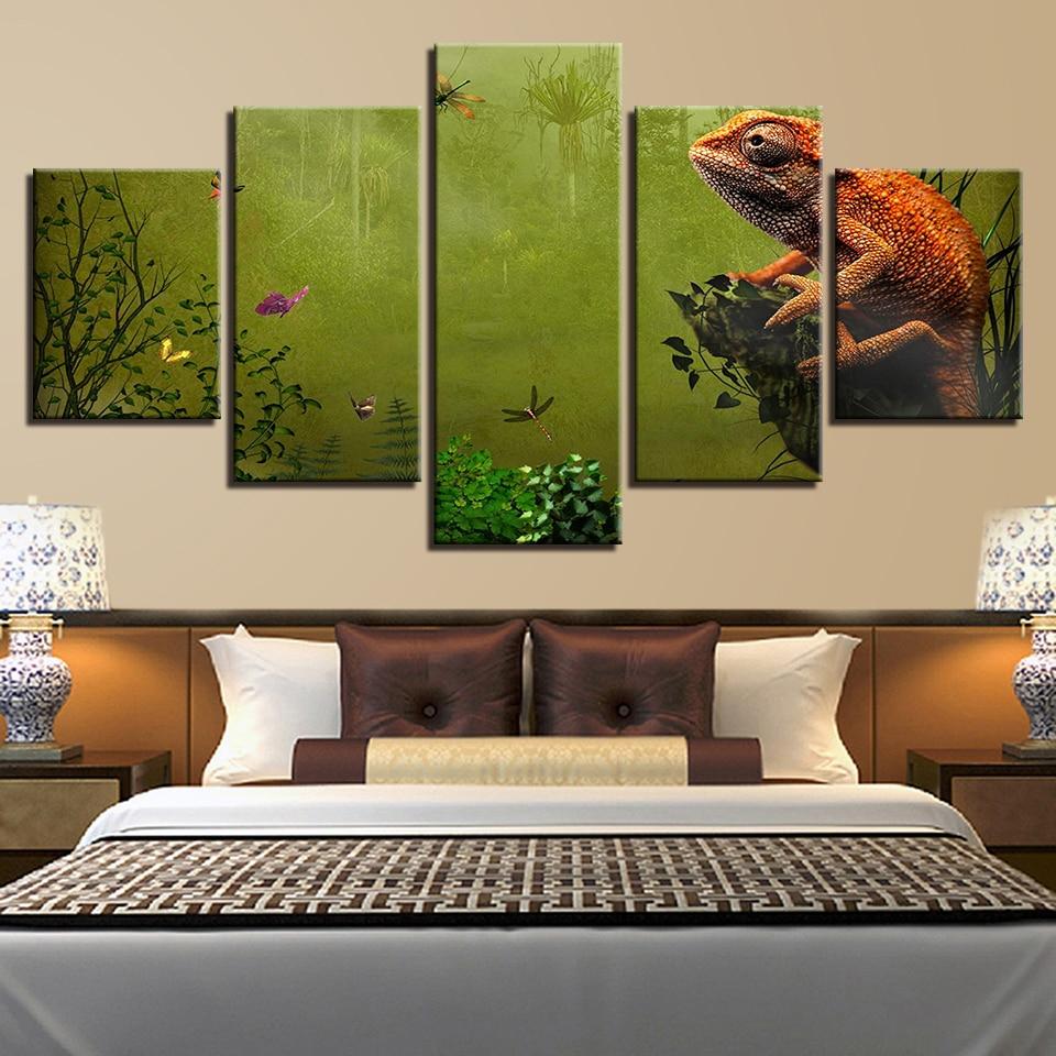Toad Dragonfly Butterfly Pond - Animal 5 Panel Canvas Art Wall Decor Toad Dragonfly Butterfly Pond - Animal 5 Panel Canvas Art Wall Decor