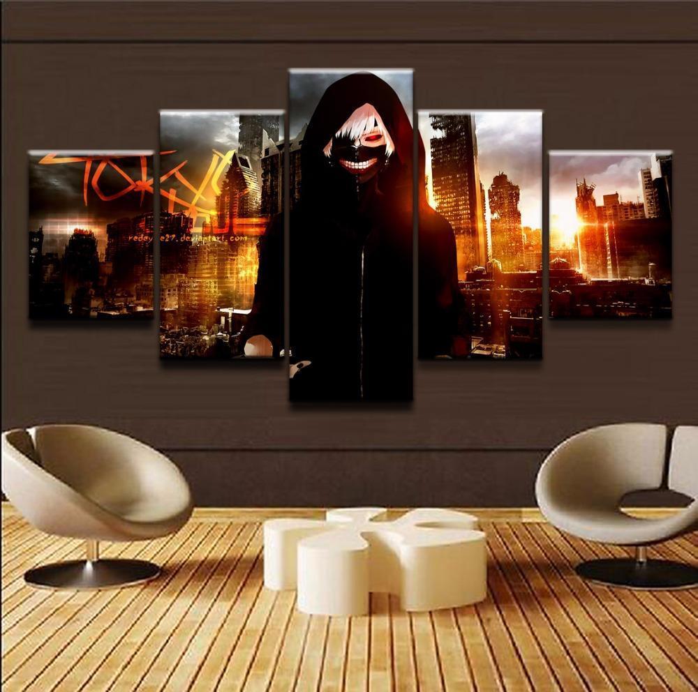 Tokyo Ghoul Ken Kaneki 1 Anime - 5 Panel Canvas Art Wall Decor Tokyo Ghoul Ken Kaneki 1 Anime - 5 Panel Canvas Art Wall Decor
